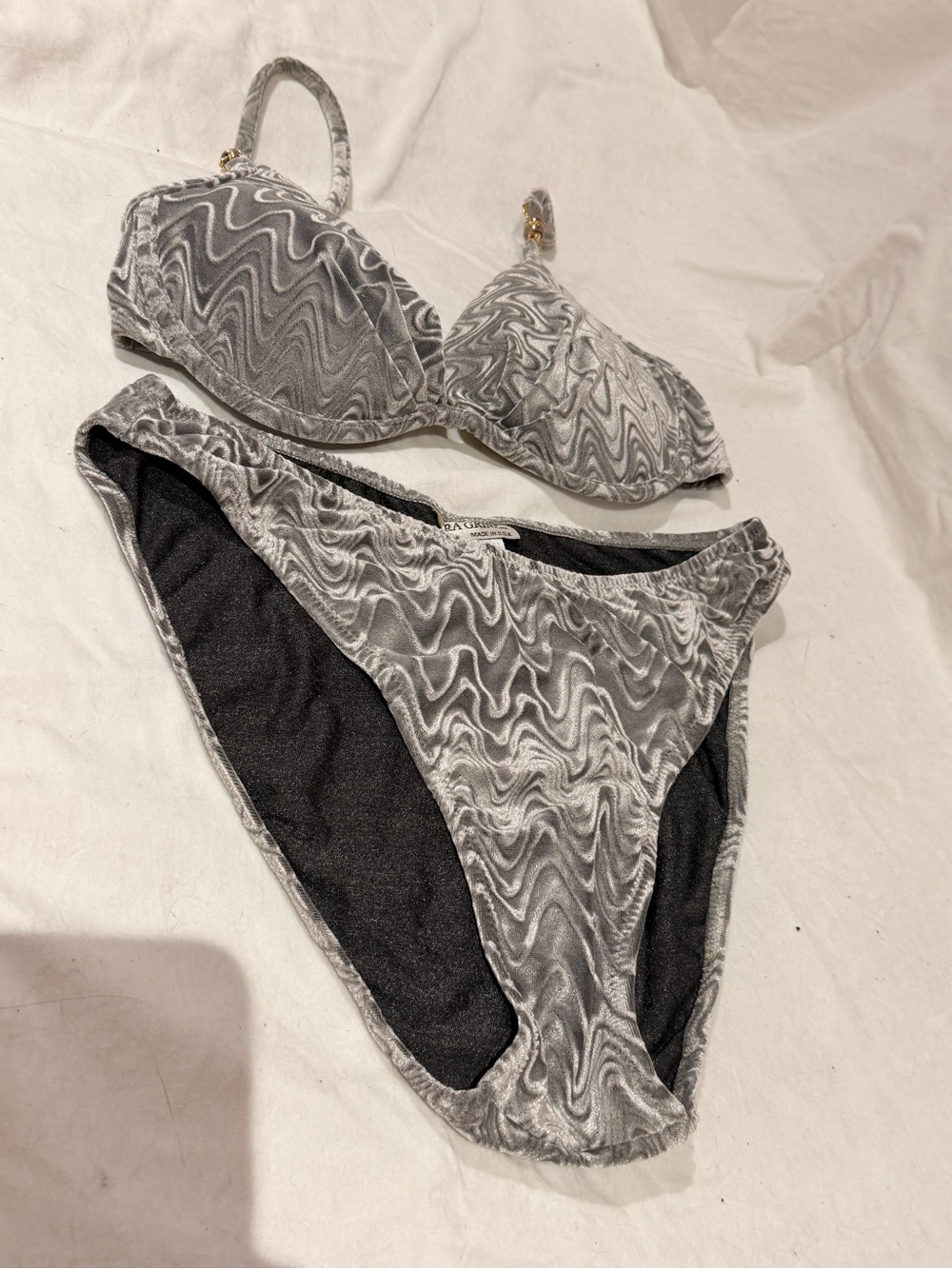 Vi tags Gray Marble-Print Bikini Set - Women's Swim Bikini Made in USA
